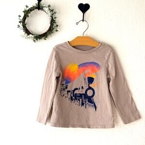 Old Navy Boys Train Graphic Long Sleeve T-Shirt Size 3T Beige